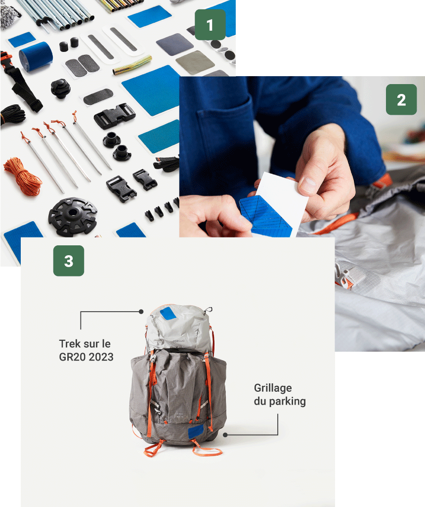 les 3 étapes de la réparation d'un sac à dos