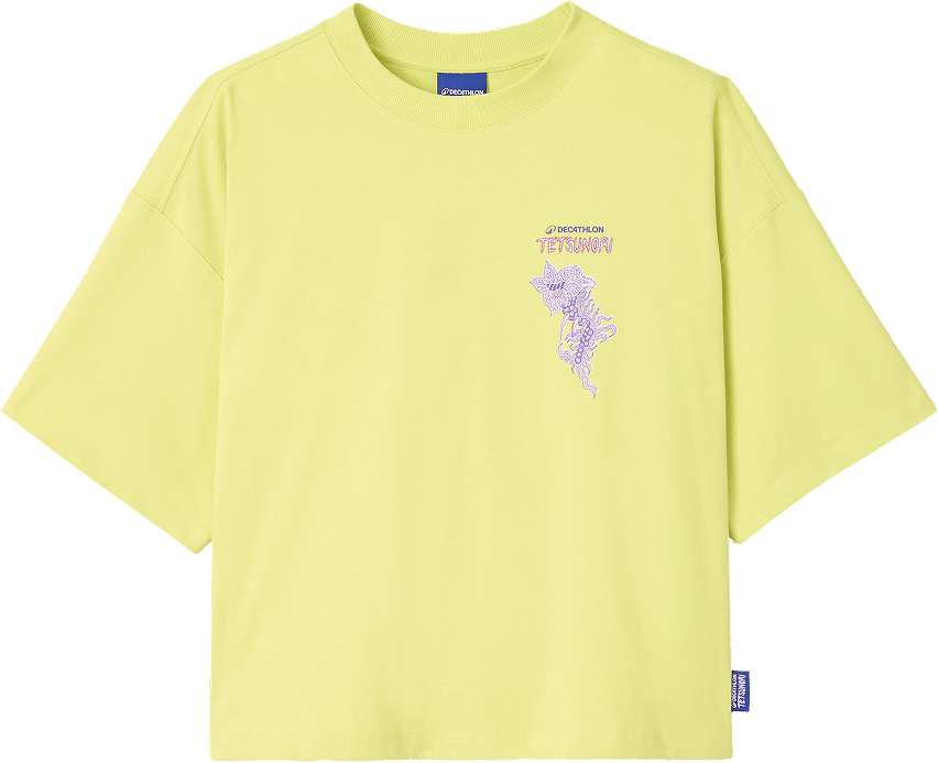 T-shirt crop femme jaune