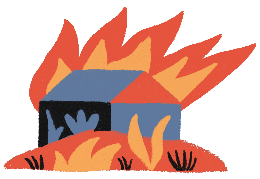 GIF animé d'une maison en feu