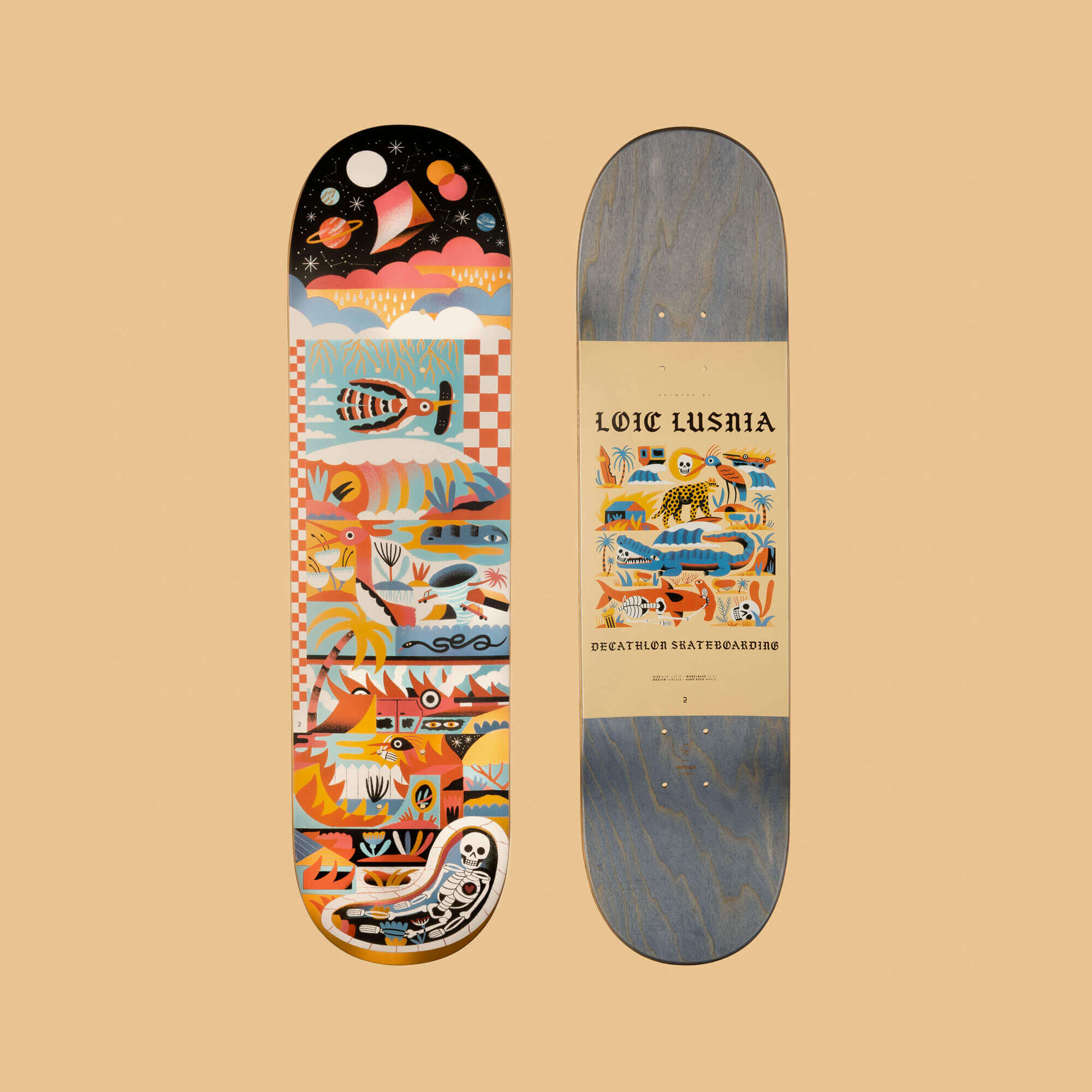 Skateboard erable 8"25 Lusnia bleu